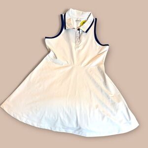 NWT Prince Girls Tennis Dress Sleeveless Ball Pocket White Blue S (8-9) Athletic